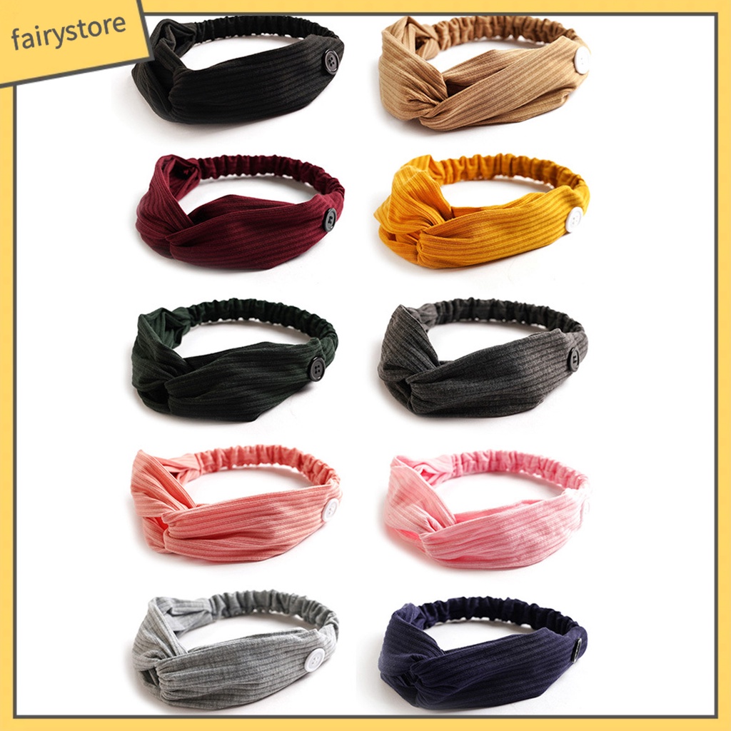 Băng Đô Thắt Nút Co Giãn Tốt Màu Trơn Xinh Xắn Cho Nữ