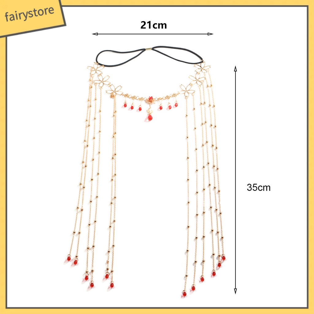 Chuỗi Dây Đeo Trán Co Giãn Họa Tiết Hoa Đính Đá Hình Giọt Nước Lấp Lánh Phong Cách Trung Hoa Cổ Điển