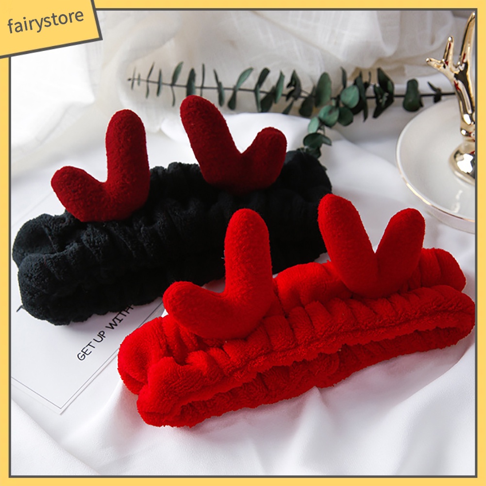 Băng Đô Cài Tóc Hình Sừng Hươu Bằng Cotton Co Giãn Cho Nữ