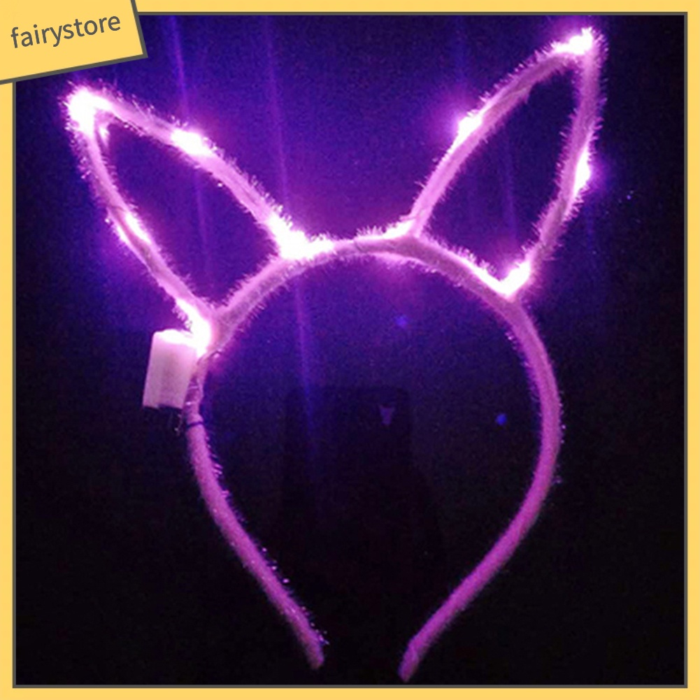 Băng Đô Tai Thỏ Hoạt Hình Có Đèn Led Cho Bé