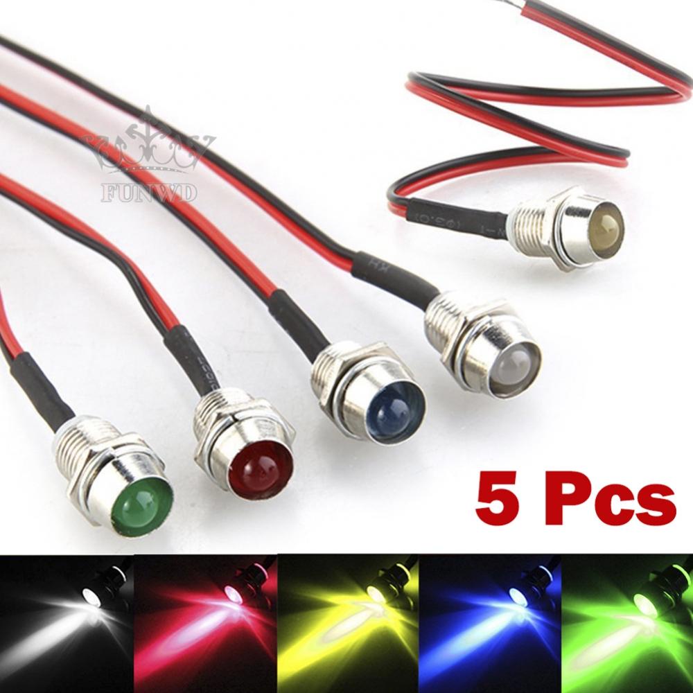 Set 5 Đèn LED 12V 6mm Chuyên Dụng Cho Xe Hơi / Tàu Thuyền Mới