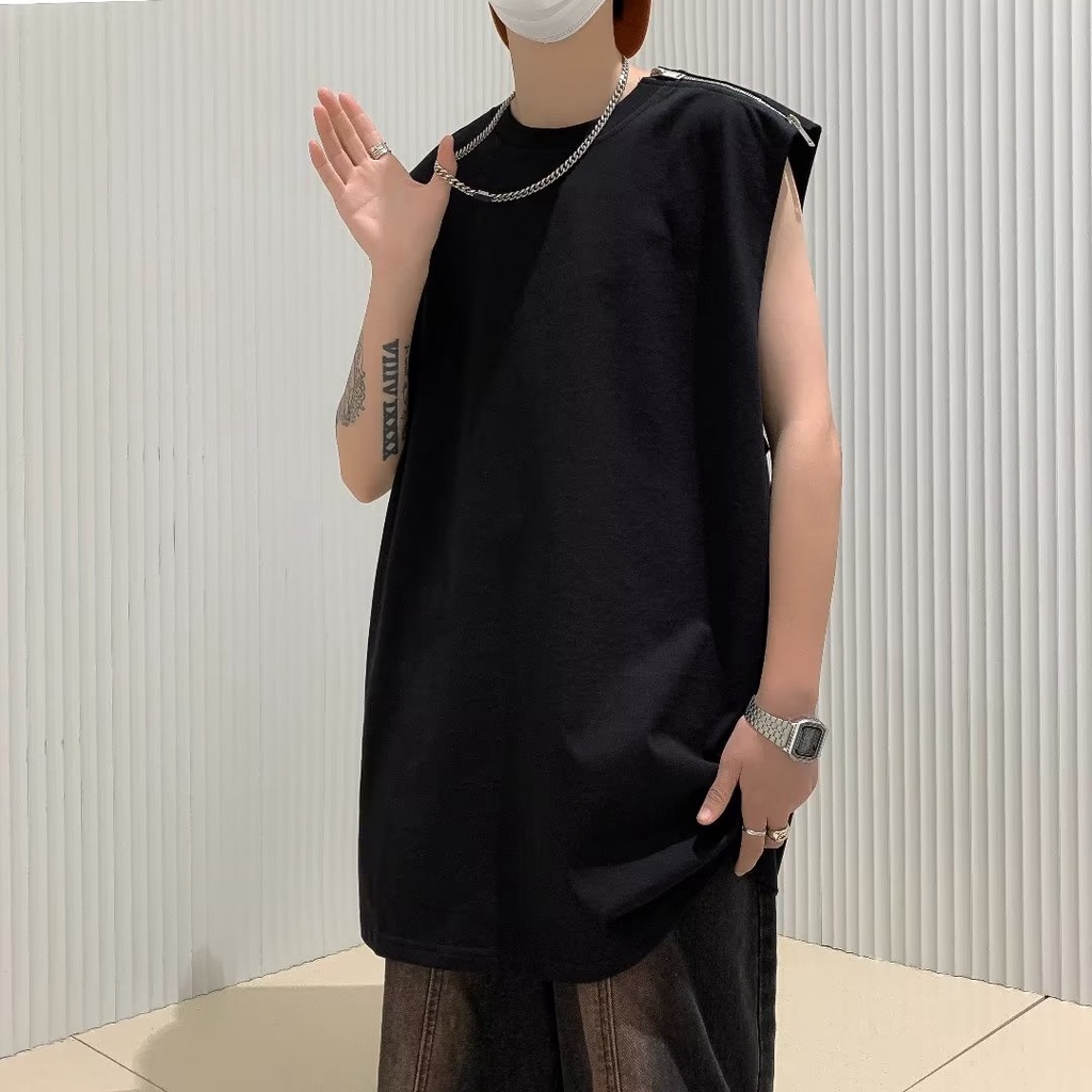 Áo Thun Cotton Sát Nách Màu Trắng Thời Trang Đường Phố Mùa Hè Cho Nam