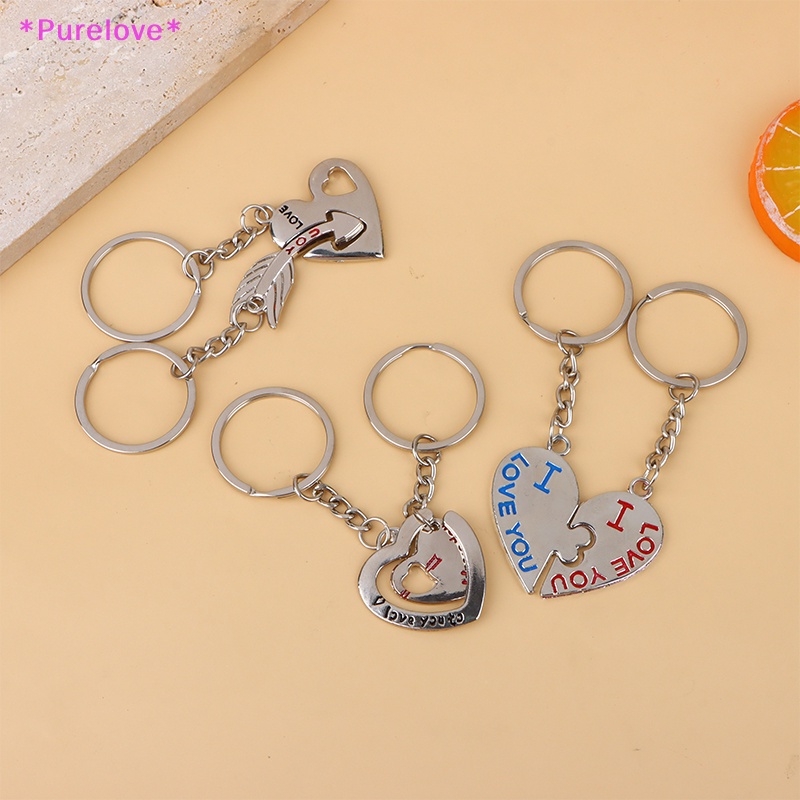 1 Cặp Móc Khóa Hợp Kim Kẽm Mạ Bạc Hình Trái Tim Sáng Tạo Cho Cặp Đôi Mới