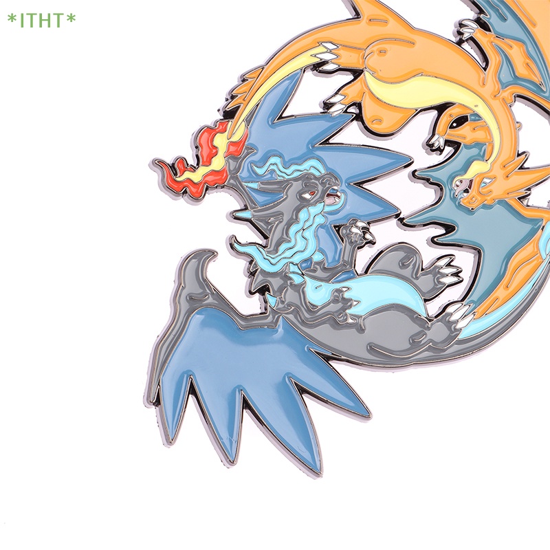Huy Hiệu Cài Áo Kim Loại Hình Pokemon Charizard Rayquaza Mới