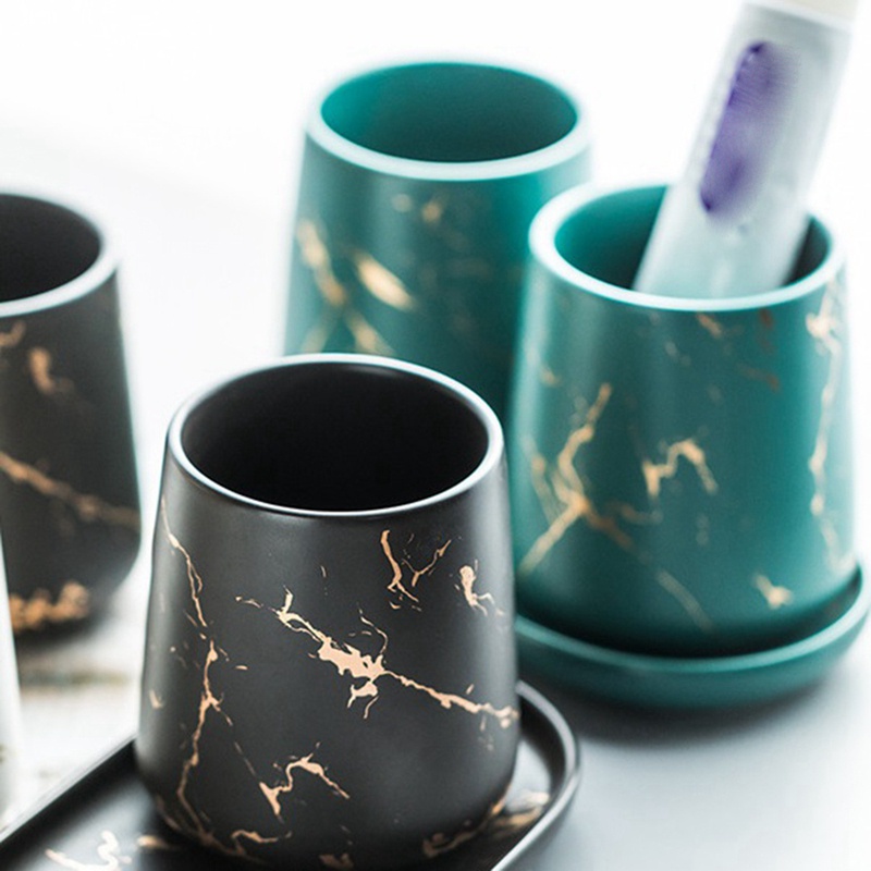 Cốc Đánh Răng Bằng Sứ Hình Oval Trang Trí Phòng Tắm