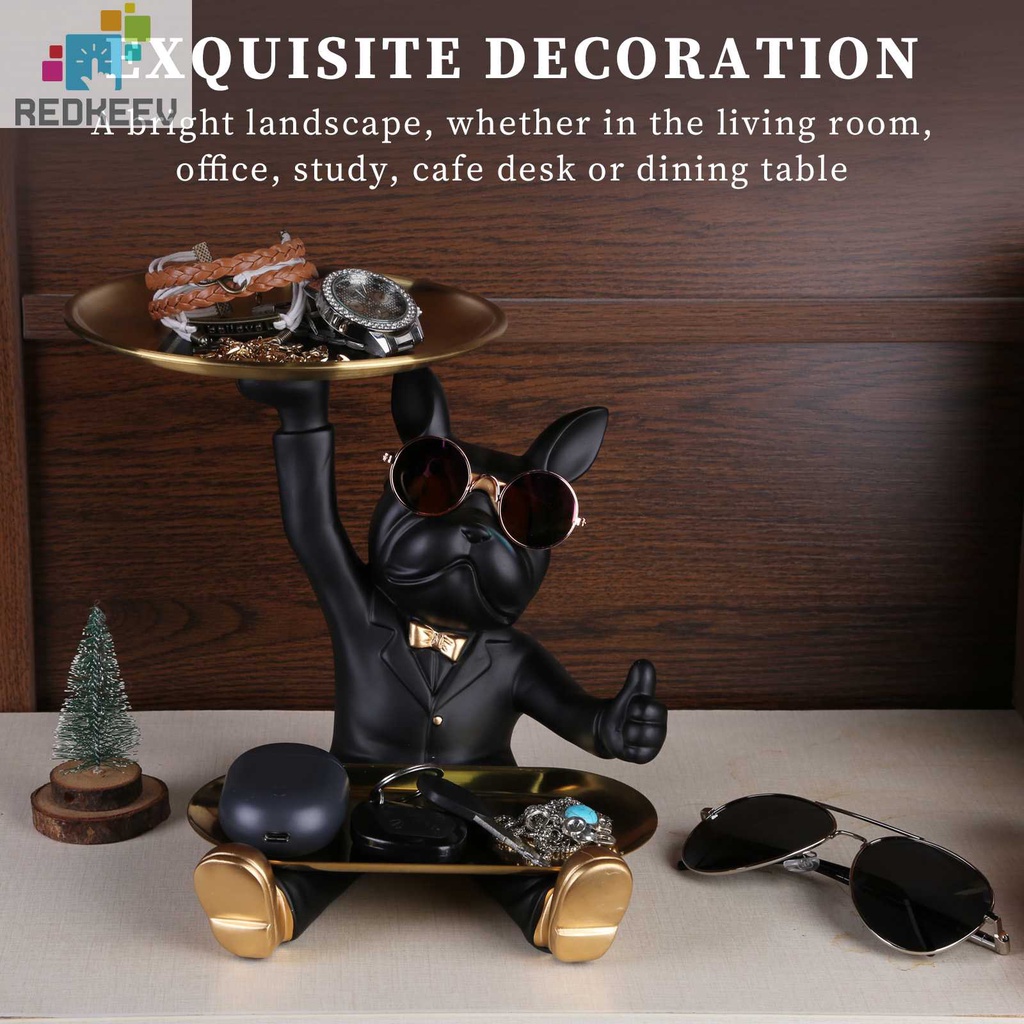 Khay Đựng Chìa Khóa Hình Chó Bull Bằng Nhựa Resin Trang Trí Nhà Cửa