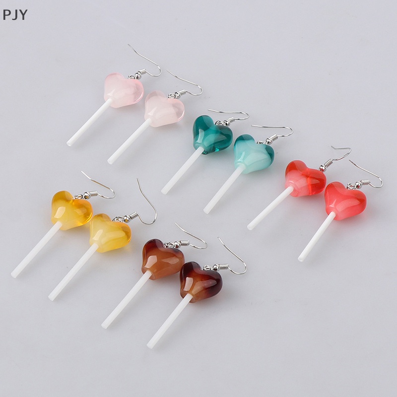 1 Đôi Bông Tai Hình Kẹo Mút / Trái Tim Dễ Thương Vui Nhộn PJ