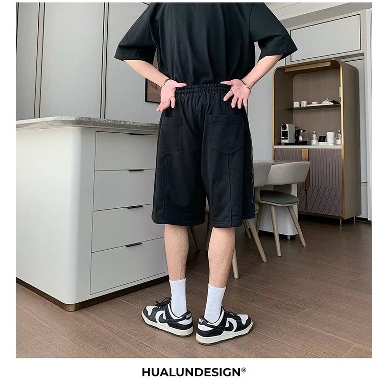 Quần Lửng Thể Thao Dáng Rộng Màu Đen Thời Trang Mùa Hè Cá Tính Cho Nam