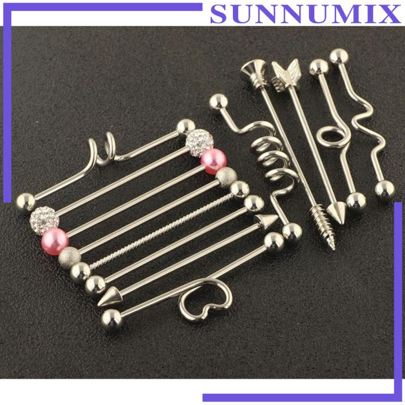 Set 13 Khuyên Tai Quả Tạ Bằng Thép Không Gỉ