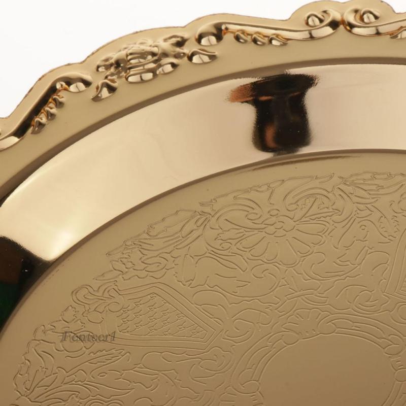 [Fenteer1] Đĩa Tròn Kim Loại Vàng 4 &quot;/ 6&quot; 10cm Phục Vụ Tráng Miệng