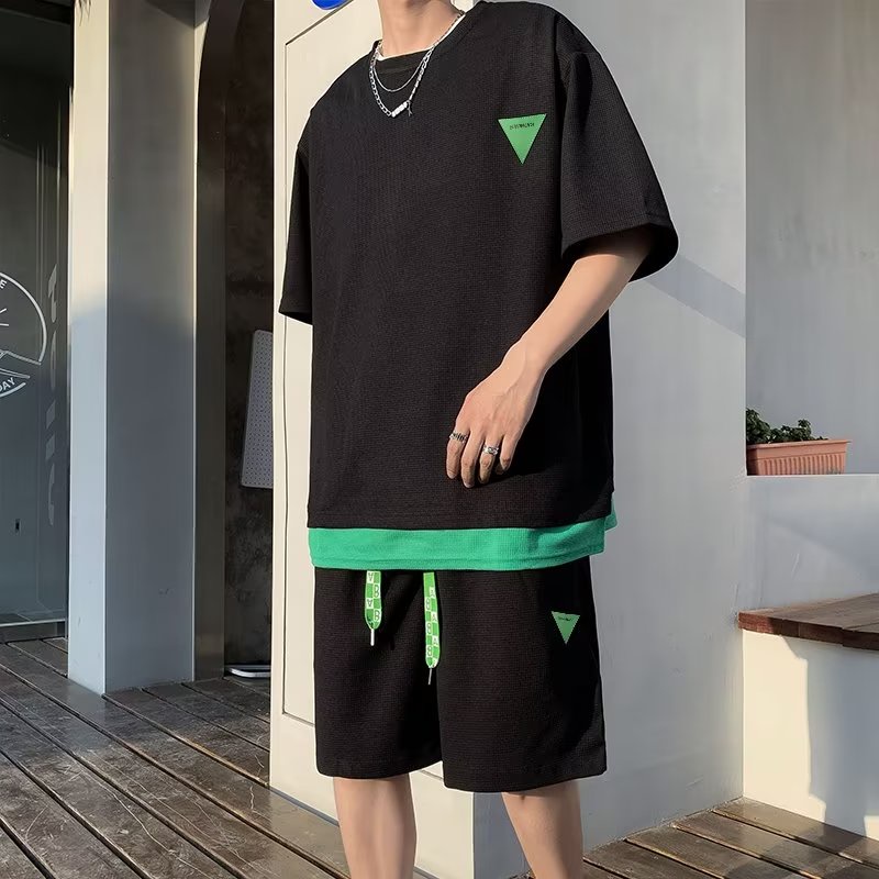 Bộ Đồ Thể Thao Áo Tay Ngắn Phối Quần Short Dáng Rộng Thời Trang Mùa Hè Cho Bé Trai