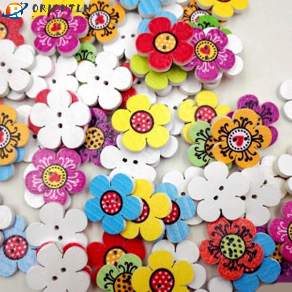 Set 50 / 100 Nút Gỗ 2 Lỗ 20Mm Nhiều Màu Sắc Tiện Dụng