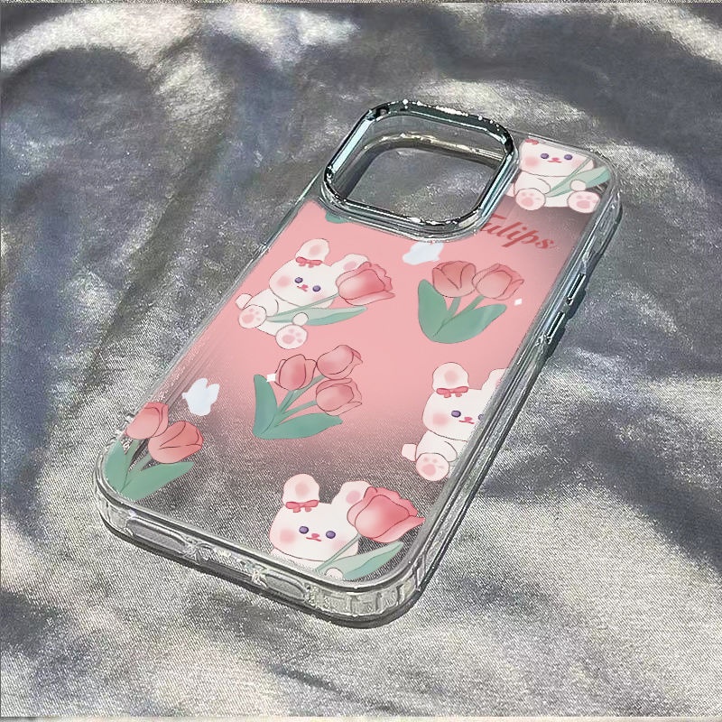 ✅Ốp Điện Thoại Mềm Chống Sốc In Hình Hoa Tulip / Thỏ Cho Iphone 7Max 14Pro 138 / 11I 12 WMXE
