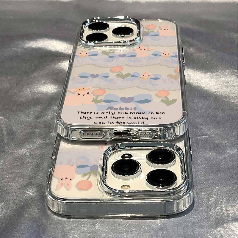 ✅Ốp Điện Thoại Mềm Chống Sốc Họa Tiết Thỏ Và Hoa Đơn Giản Cho Iphone 14pro 13 127Max 118 xs 6G6F
