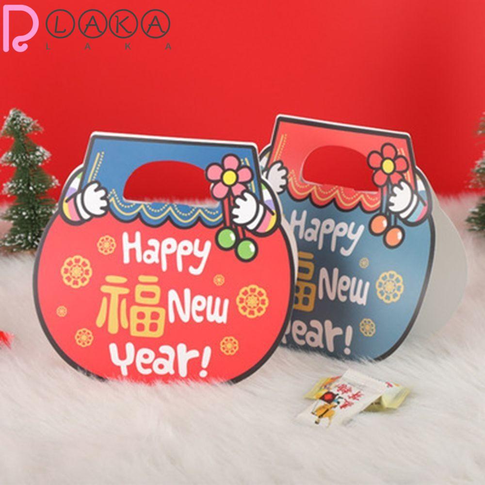 Set 3 Hộp Giấy Đựng Kẹo Đa Năng Họa Tiết Chúc Mừng Năm Mới