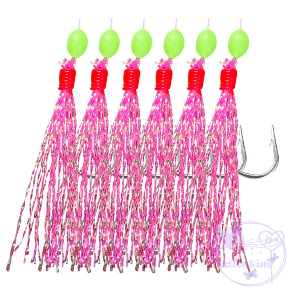 Móc Câu Cá 6 Lưỡi Bằng Thép Carbon|Mồi Câu Cá Giả Gắn Lông Vũ Chuyên Dụng