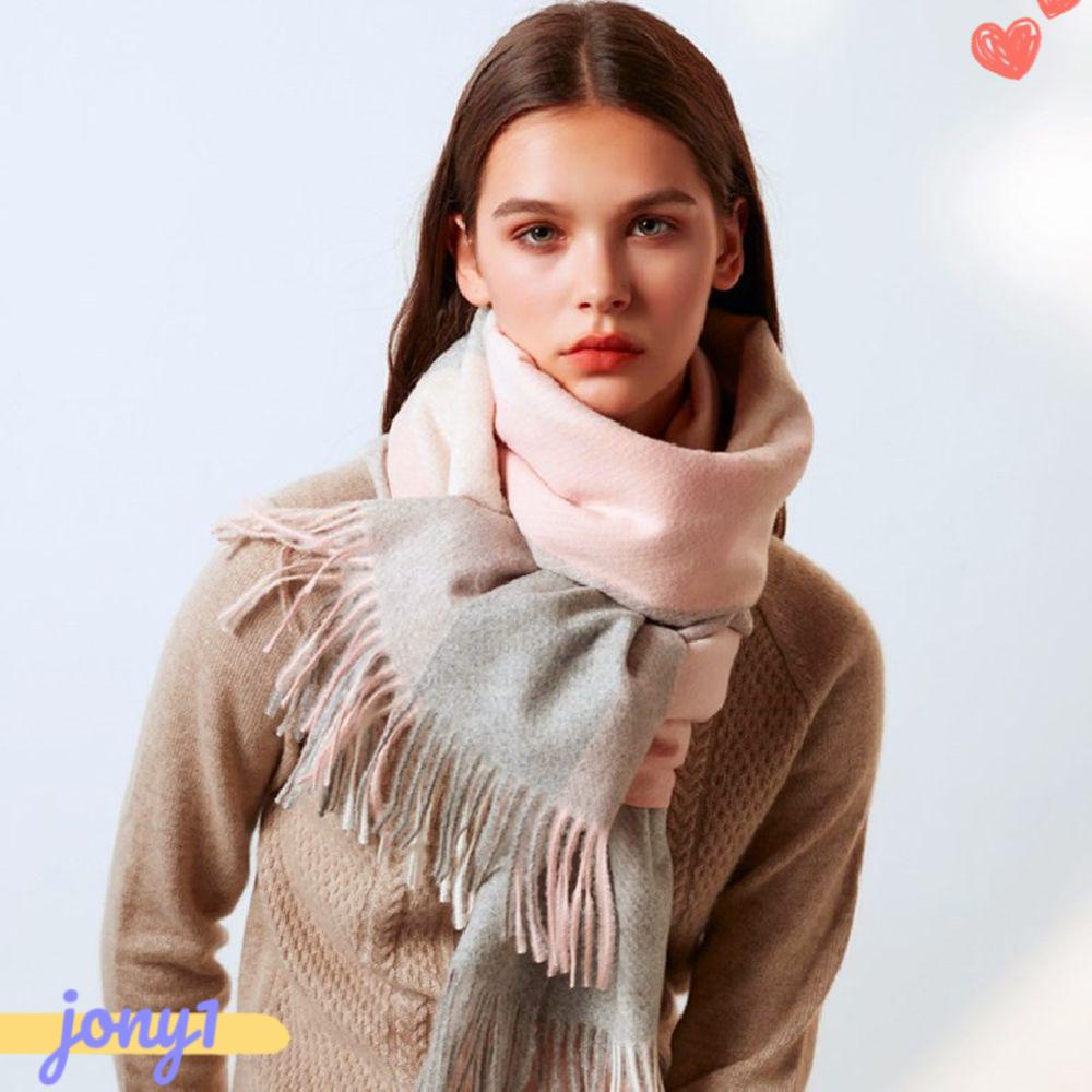 Khăn Choàng Cổ Họa Tiết Sọc Caro Ấm Áp Thời Trang Mùa Đông Cho Nữ