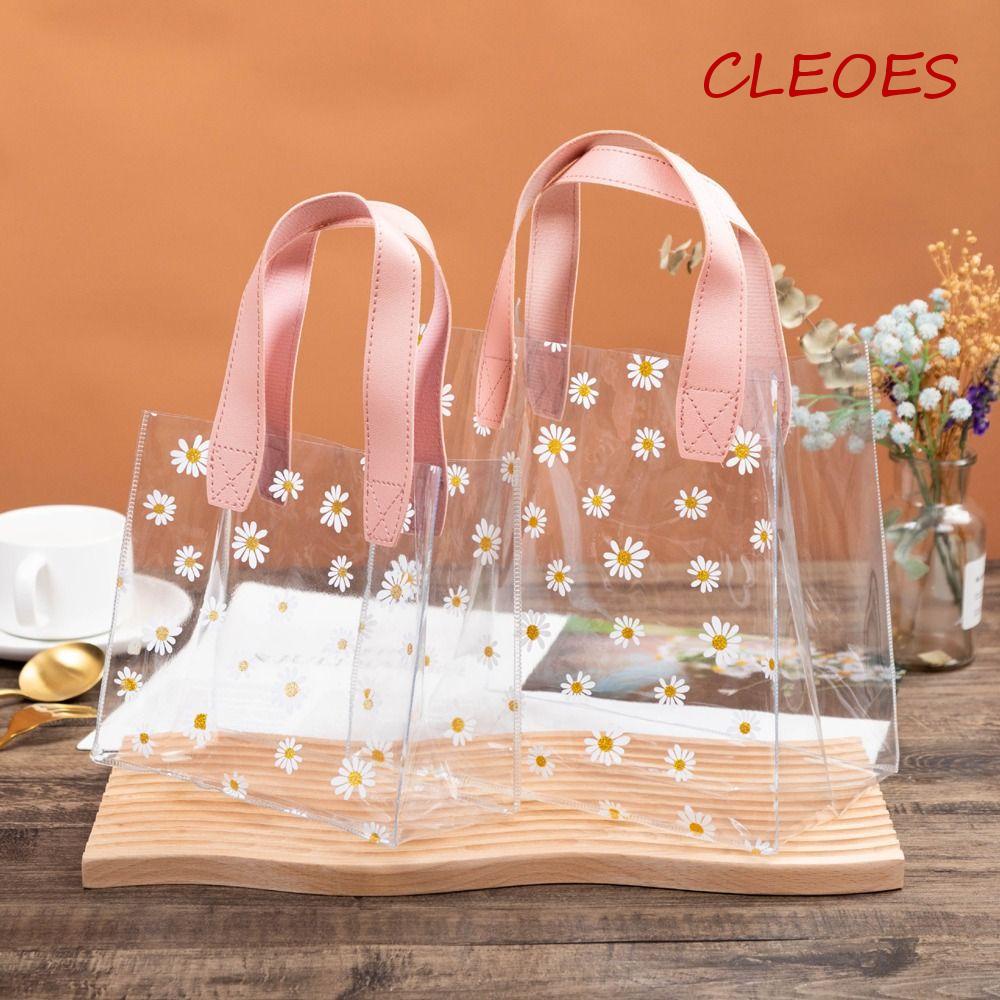 Túi Đựng Son Môi / Đồ Trang Điểm Bằng PVC Trong Suốt Sức Chứa Lớn In Họa Tiết Hoa Cúc Xinh Xắn Tiện Dụng Cho Nữ