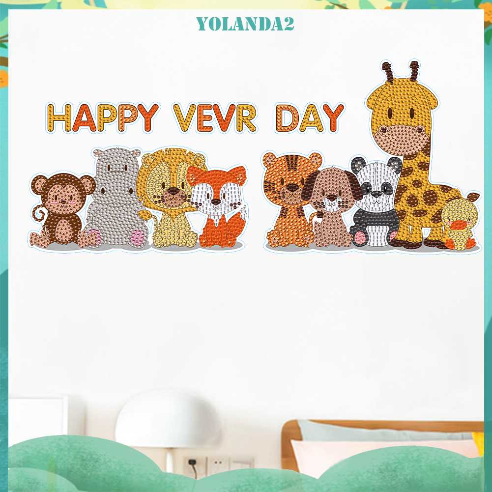 Set 2 Sticker Khảm Đá DIY Hình Động Vật Hoạt Hình Ngộ Nghĩnh Đáng Yêu