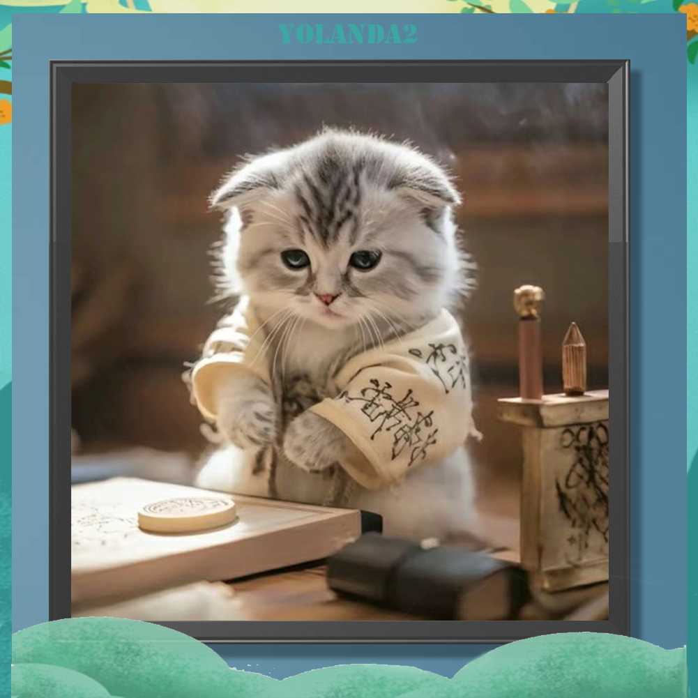 Tranh Đính Đá Kim Cương Toàn Bộ 5D DIY Hình Vẽ Mèo Trang Trí Nhà Cửa