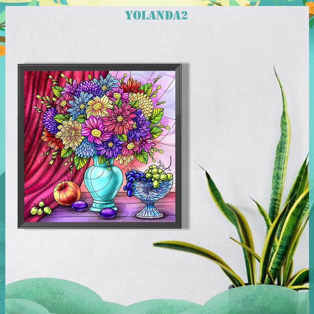 Tranh Đính Đá Kim Cương Toàn Bộ 5D DIY Hình Vẽ Hoa Trang Trí Nhà Cửa