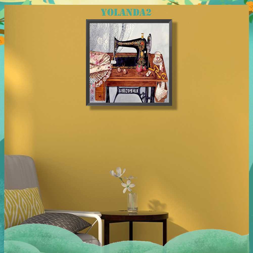 Tranh Đính Đá Kim Cương Toàn Bộ 5D DIY Hình Vẽ Máy May Trang Trí Nhà Cửa