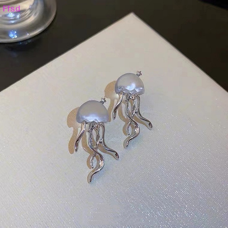 1 Đôi Bông Tai Hình Sứa Thạch Pha Lê Trong Suốt Phong Cách Hàn Quốc Thời Trang Cho Nữ