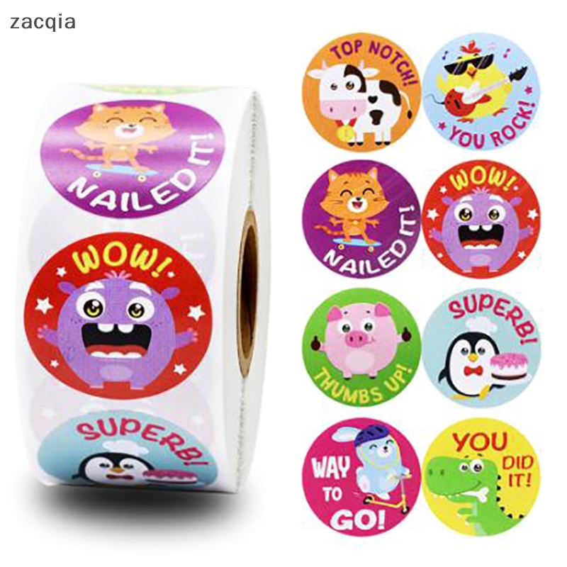 Cuộn 500 Miếng Dán Khen Thưởng Hình Động Vật Dễ Thương Cho Học Sinh