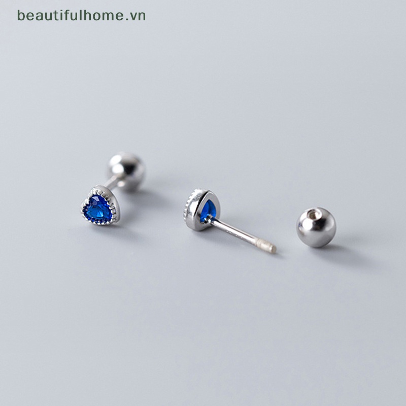 1 Đôi Bông Tai Hình Trái Tim Đính Đá Zircon Thời Trang Dành Cho Nữ