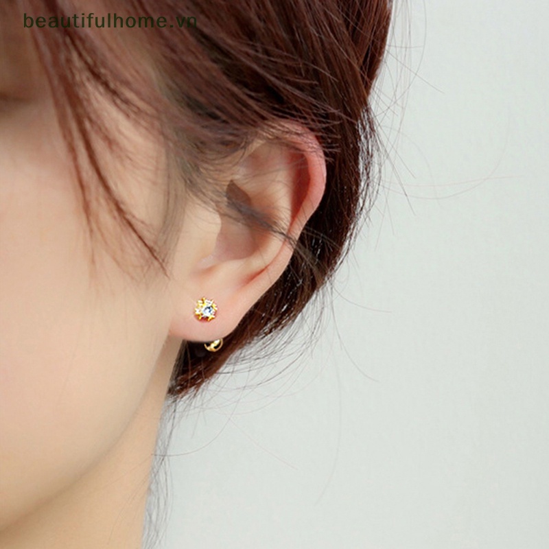 1 Đôi Bông Tai Hình Học Xoắn Ốc Đính Đá Zircon Thời Trang Cho Nữ