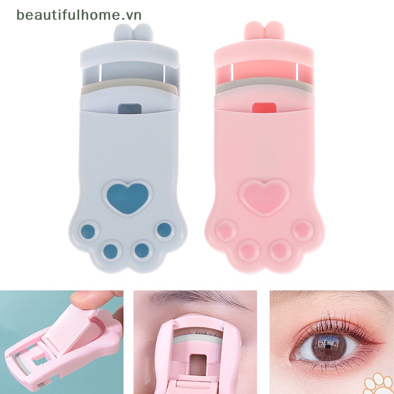 1 Bộ Dụng Cụ Uốn Cong Lông Mi Mini Bằng Nhựa Hình Chân Mèo Dễ Thương