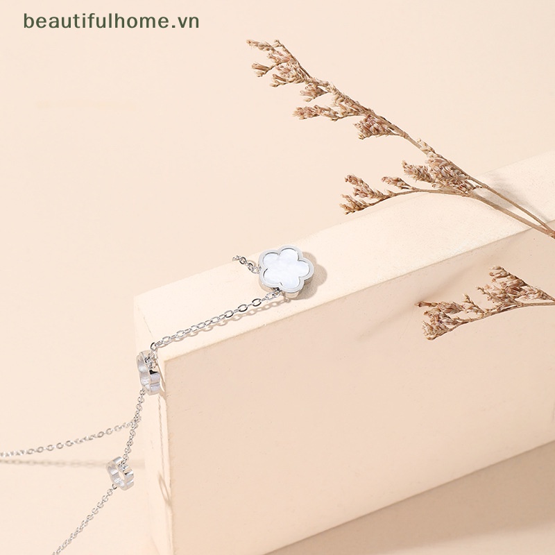 [beautifulhome] Vòng cổ Bằng Thép Titan Mặt Hình Hoa Vỏ Sò Màu Trắng Thanh Lịch Thời Trang Cao Cấp Đa Năng [beauty]