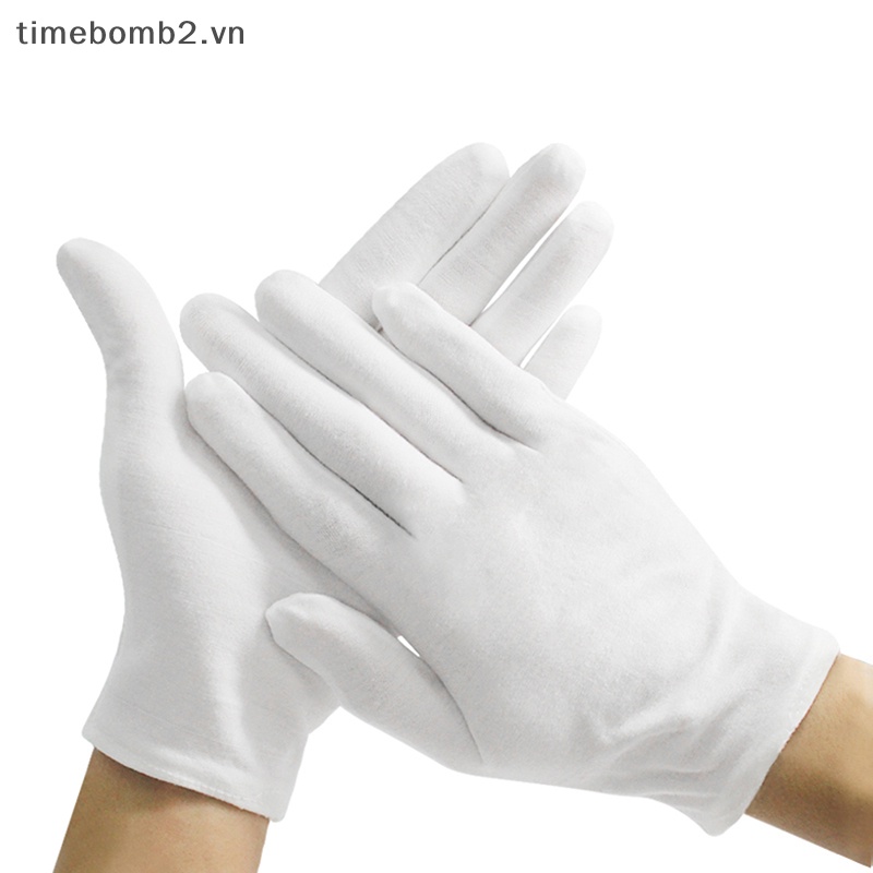 1 Đôi Găng Tay Cotton Màu Trắng Thấm Hút Mồ Hôi Dành Cho Nam Nữ