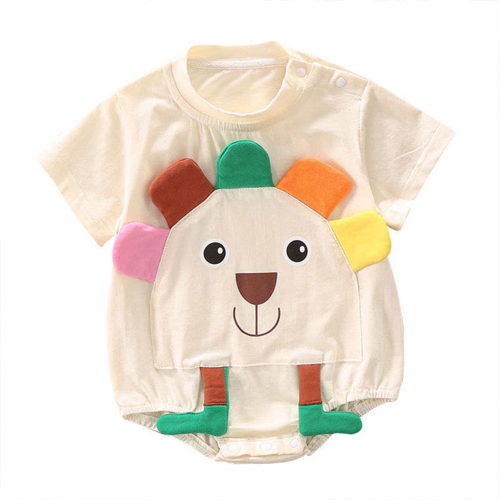 Áo Liền Quần Ngắn Tay Họa Tiết Hoa Hướng Dương Dễ Thương Cho Bé 0-15 Tháng Tuổi