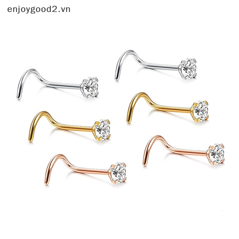 1 Khuyên Mũi Bằng Thép Không Gỉ Đính Pha Lê Thời Trang