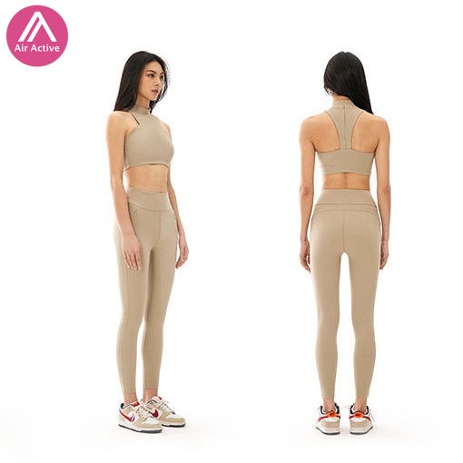 Set đồ thể thao AIRACTIVE LEISURE với áo ngực cổ cao phối khóa kéo và quần legging lưng cao phong cách năng động