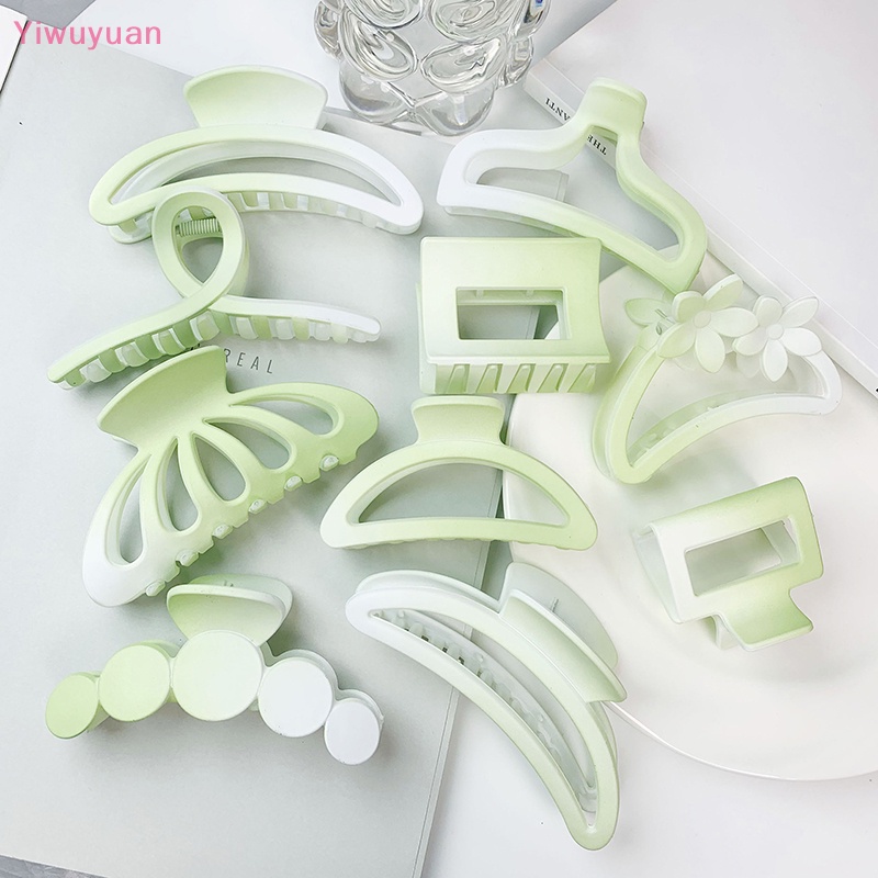 Kẹp Tóc Móng Vuốt Cá Mập Lớn Màu Xanh Lá Mùa Hè Thanh Lịch Thời Trang Cho Nữ < Yiwuyuan > Mới