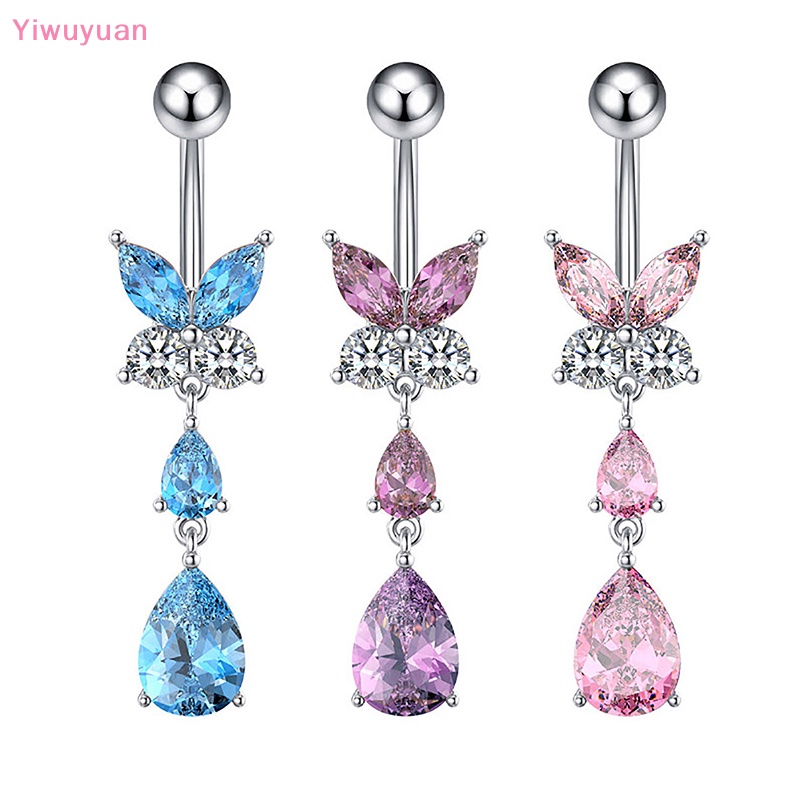 Khuyên Rốn Hình Bướm Đính Đá Zircon Thời Trang Mới Cho Nữ