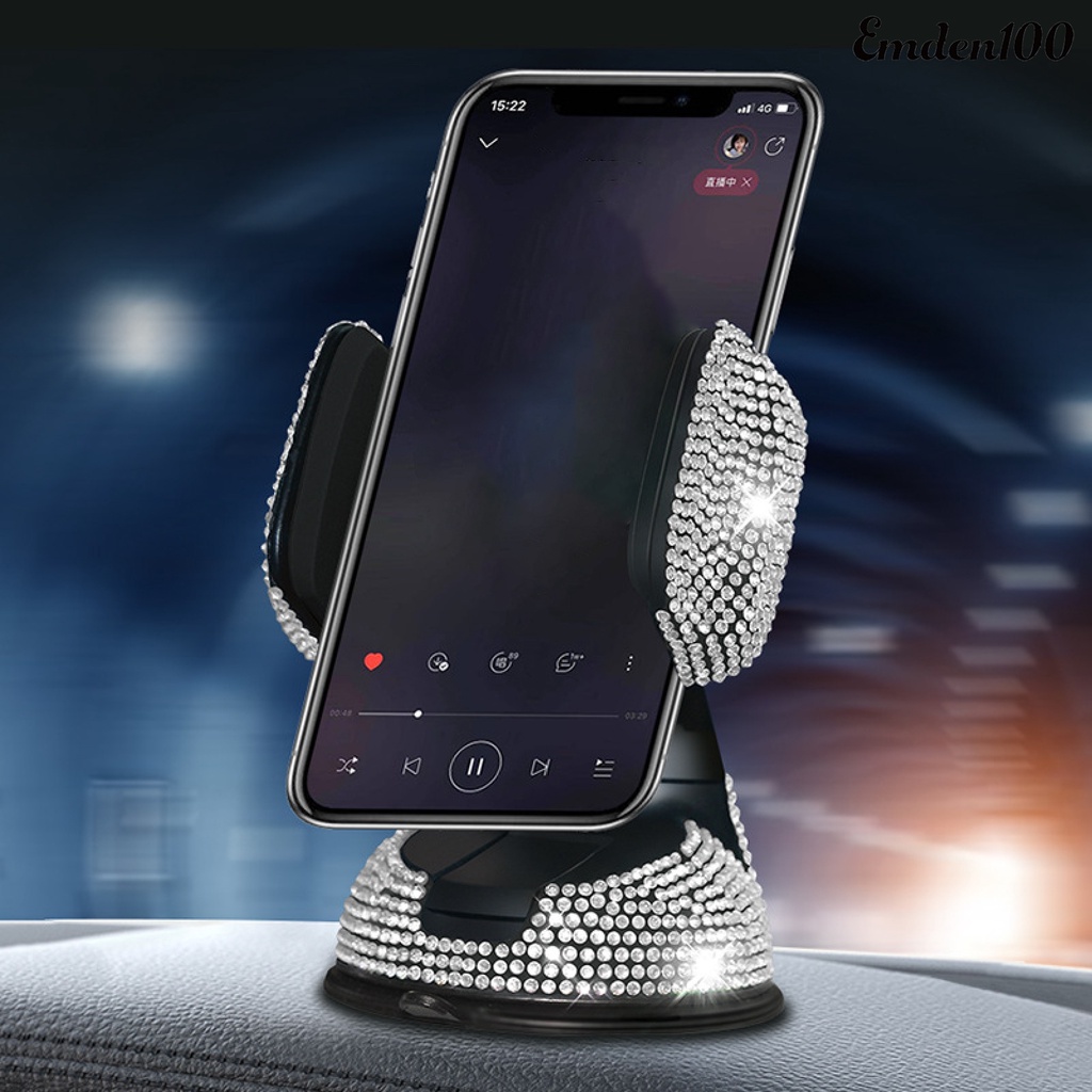 Giá Đỡ Điện Thoại Xoay 360 Độ Đính Đá Gắn Bảng Điều Khiển Xe Ô Tô