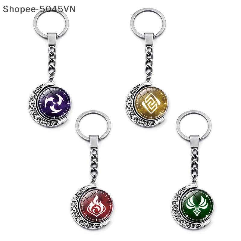 [Hàng Có Sẵn] Móc Khóa Hình Mắt Trăng Xoay 360 Độ Genshin Va Chạm (H)