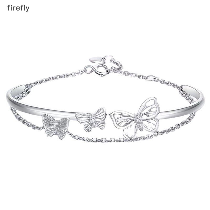 [firefly] Vòng Tay Thiết Kế Dạng Hở Hai Lớp Hình Bướm Có Thể Điều Chỉnh K