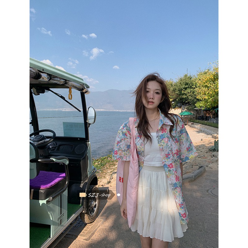 (MớI) Áo NgắN Tay In Hoa ThờI Trang Cho Nữ