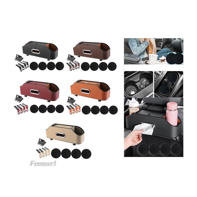 [Fenteer1] Túi Da PU Đựng Cốc / Khăn Giấy Gắn Ghế Ngồi Xe Hơi Chống Rách