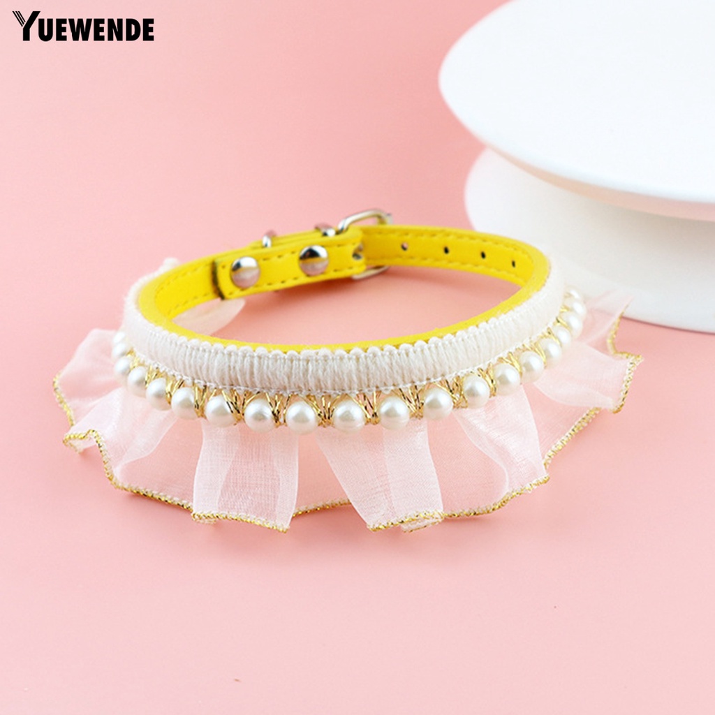 Yq.e Vòng Cổ Giả Da Đính Ngọc Trai Bằng Polyester Chống Mài Mòn Cho Thú Cưng