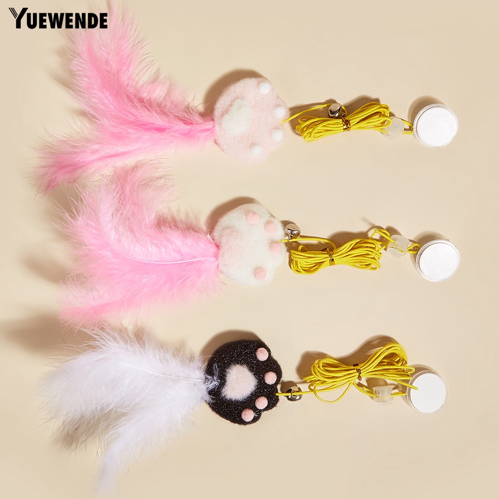 Đồ Chơi Dây Thừng Đính Lông Vũ Độ Co Giãn Cao Treo Trang Trí Cho Mèo Cưng