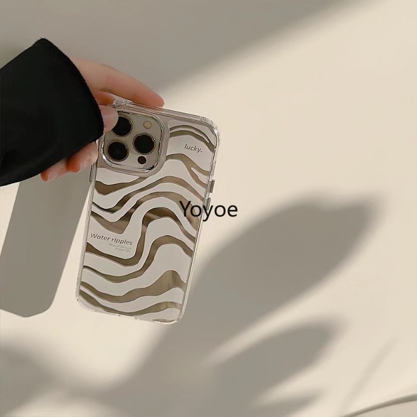 Ốp Điện Thoại Silicon Mềm Mạ Điện Họa Tiết Gợn Sóng Nước Bảo Vệ Ống Kính Máy Ảnh Cho iphone 14plus 14 13 12 11 Pro