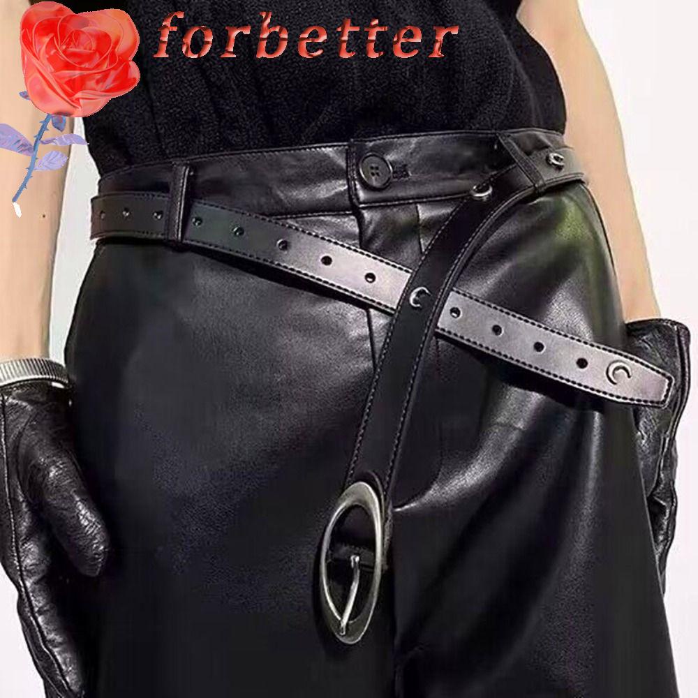 Thắt Lưng Da PU Y2K Mặt Trăng Phong Cách Punk Hàn Quốc Đơn Giản Dễ Phối Đồ Dành Cho Nữ