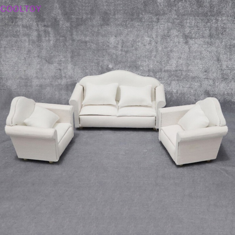 Bộ Ghế Sofa Màu Trắng Tỉ Lệ 1: 12 Trang Trí Nhà Búp Bê