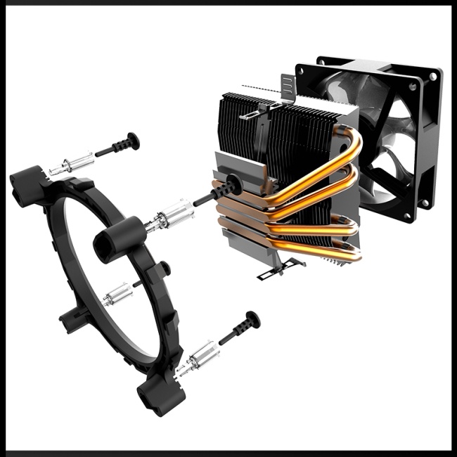 Quạt Làm Mát CPU 4 Ống Đồng Có Đèn LED Không Ồn LGA / 115X / 775 / AMD 3Pin PC CPU