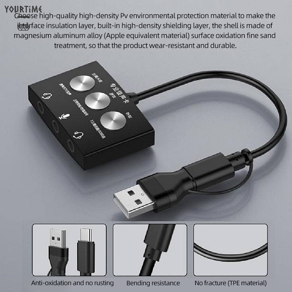 Bộ Chuyển Đổi Âm Thanh USB Ngoài Với Giắc AUX Mic Cho PC Di Động Karaoke